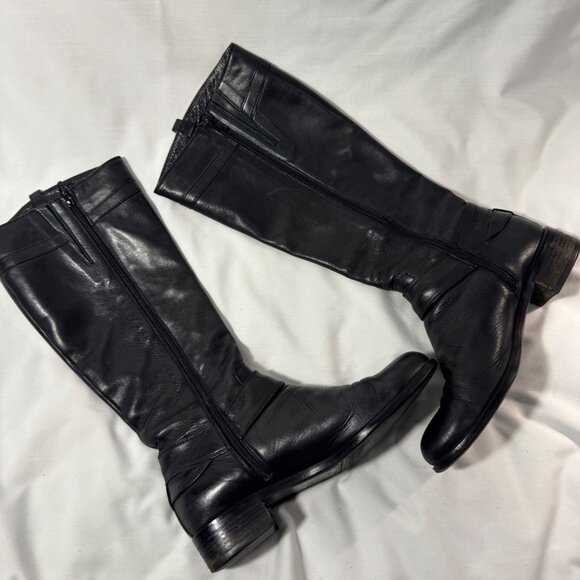 Browns Italian Leather High Knee Riding Boots 37 6.5 Quiet Luxury Preppy Fall - Picture 8 of 16